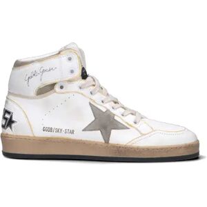 GOLDEN GOOSE SKY-STAR Sneaker uomo bianca/grigia in pelle BIANCO 44