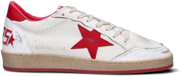 GOLDEN GOOSE BALLSTAR Sneaker uomo bianca/rossa in pelle BIANCO 44