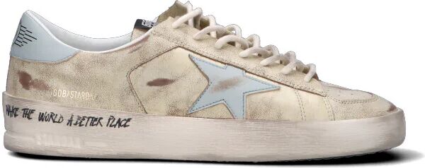 GOLDEN GOOSE STARDAN Sneaker uomo panna/azzurra in pelle BIANCO 43