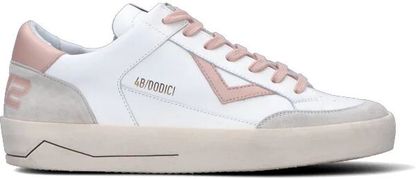 QUATTROBARRADODICI Sneaker uomo bianca/rosa in pelle BIANCO 40