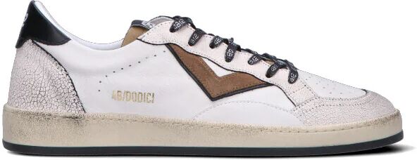 QUATTROBARRADODICI Sneaker uomo bianca/beige/nera in pelle BIANCO 45