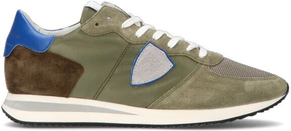 PHILIPPE MODEL Sneaker uomo verde/blu in suede MILITARE 45