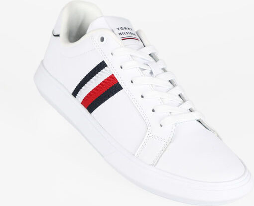 Tommy Hilfiger Corporate Leather Cup Stripes Sneakers in pelle da uomo Sneakers Basse uomo Bianco taglia 42