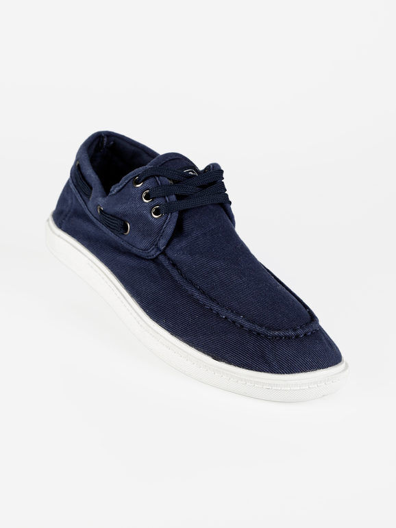 Canguro Scarpe da barca uomo in tessuto Mocassini uomo Blu taglia 45