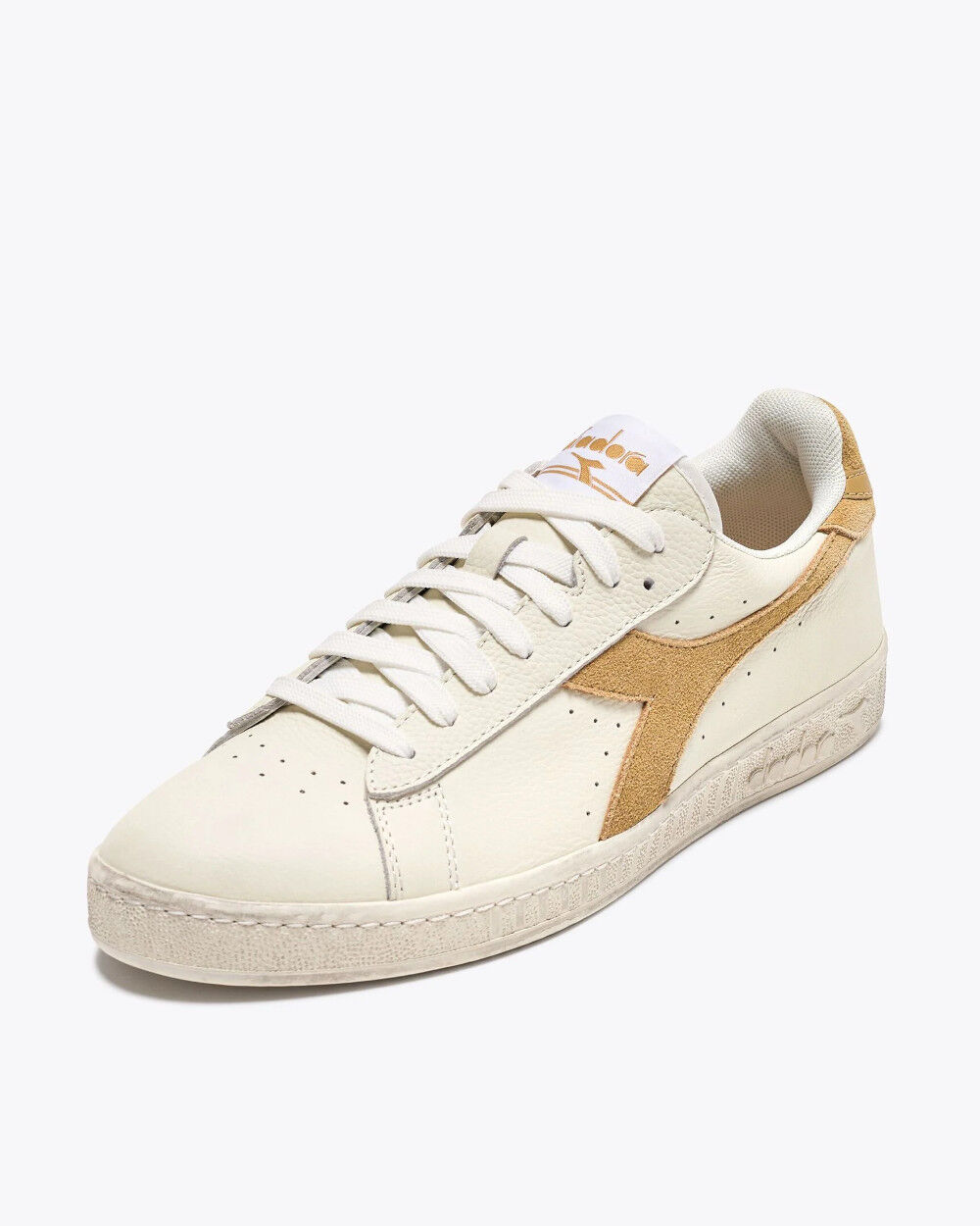 Diadora Scarpe Sneakers UOMO Game L Low Waxed Suede Pop Bianco Beige T2 pelle