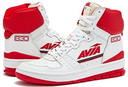 Avia 830 Tenis de baloncesto hombre, estilo retro para interiores o exteriores, calle o cancha, tallas 8 a 13, Blanco/rojo/gris oscuro, 9.5 US - Compare precios con Kelkoo