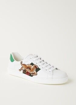 Gucci Ace sneaker van leer met borduring - Wit