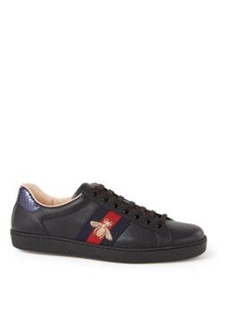 Gucci Ace sneaker van leer met borduring - Zwart