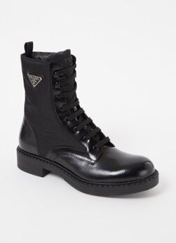 Prada Chocolate veterboot met leren details - Zwart