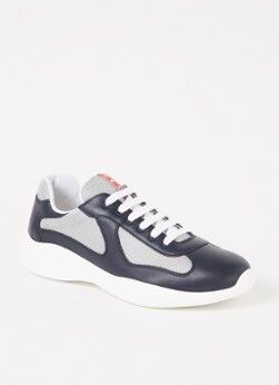 Prada New America's Cup sneaker met leren details - Donkerblauw