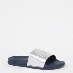 HUGO BOSS Match slipper met logo - Zilver