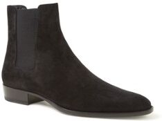 Saint Laurent Wyatt chelsea boot van kalfssuède - Zwart