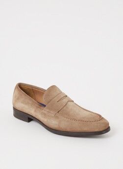 Giorgio Penny loafer van suède - Donkerbeige