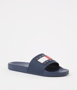 Tommy Hilfiger Slipper met logo - Donkerblauw