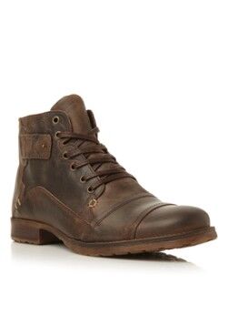 Dune London SIMON - SEAM DETAIL LACE BOOT - Donkerbruin