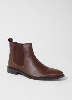 Dune London Master chelsea boot van leer - Donkerbruin