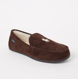 Ralph Lauren Declan pantoffel met logo - Donkerbruin