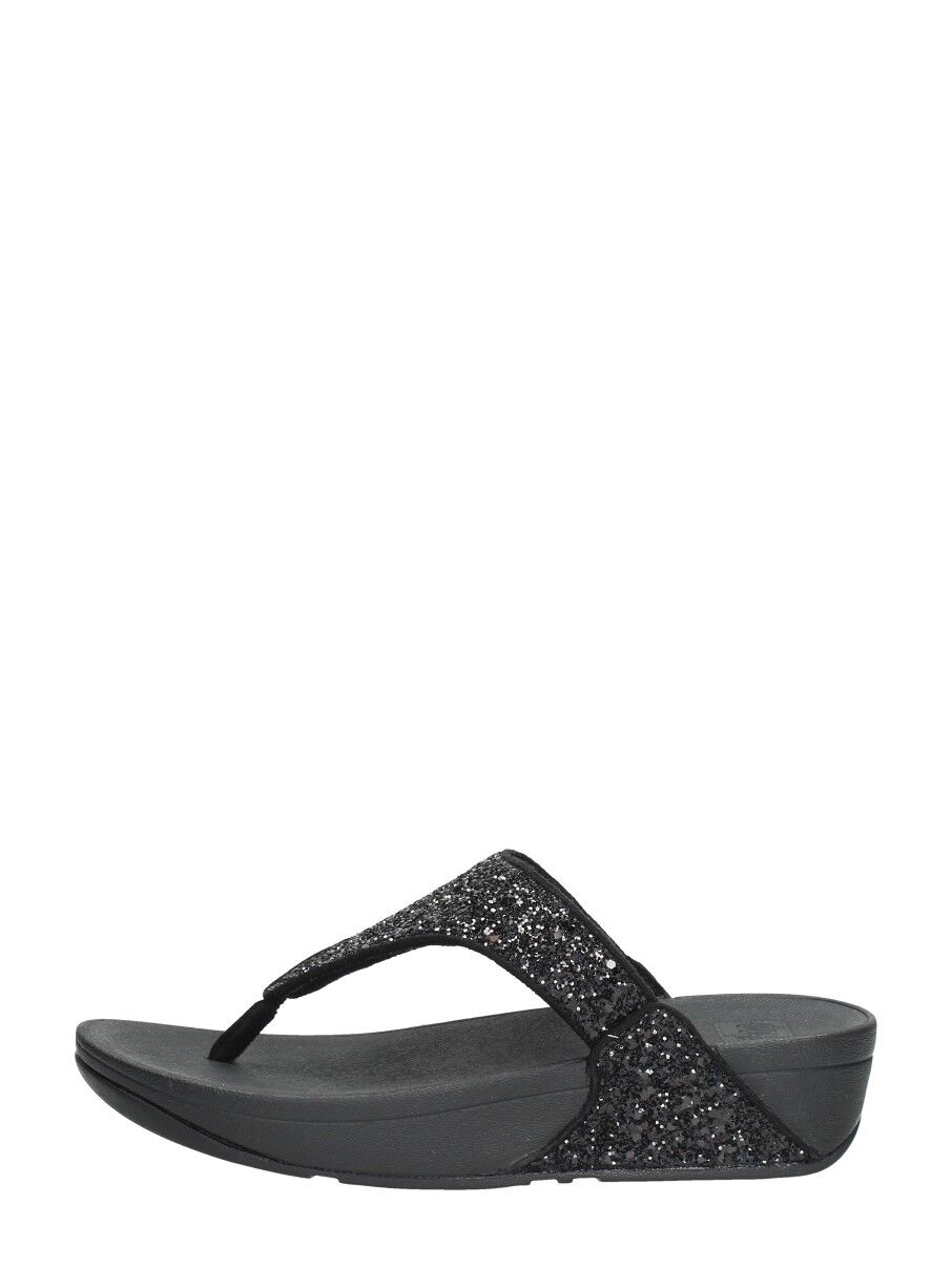 Fitflop - Lulu Glitter Toe - Thongs Pu Glitter  - Zwart - Size: 37 - female