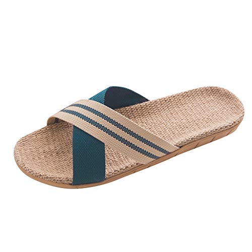 UnoSheng Heren Business Schoenen 39 Open Schoenen Linnen Flat Beach Home Heren Slippers Binnen voor Mannen Schoenen Zwart Heren Winter, blauw, 44 EU