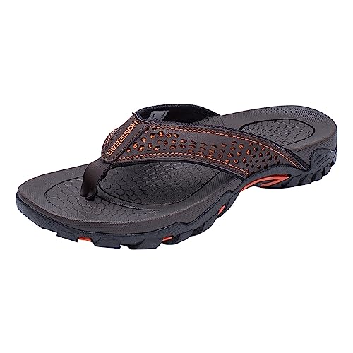 TDEOK Flip Flops Slippers, comfortabele antislip badslippers, badschoenen voor heren, saunaschoenen voor heren, douche- en badschoenen, dikke zool, strandschoenen voor heren, maat 40-50, koffie, 49 EU