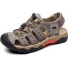 Rivccku Herren Sommer Casual Geschlossene Zehe Leder Sandalen Outdoor Fischer Einstellbare Strand Schuhe