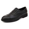 Ninepointninetynine Jurk Oxford voor Mannen Lace Up Ronde Cap Toe Koeienhuid Blok Hak Lage Top Anti-Slip Business, Zwart, 39.5 EU