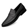 Kanggrei Penny Loafers for heren Ronde neus Leren flexibele platte hak Bruiloft Loafers Loafers (Color : Black, Size : 44 EU)