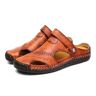 LINGLW Lente/Zomer Heren Grote Sandalen Echt Leer Casual Strandschoenen Sandalen en Slippers, Roodachtig Bruin, 42 EU