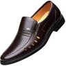 UOPYNE Holle Oxford Schoenen for Mannen Ademende Mode Lederen Schoenen Mannen Schoeisel Platte Heren Casual Schoenen Zwart Heren Schoeisel Instappers Man Zakelijke Schoenen(Color:Brown,Size:40 EU)