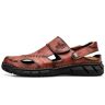LINGLW Zomer herenschoenen grote maat sandalen lederen teen strand schoenen slippers, Roodachtig Bruin, 42 EU