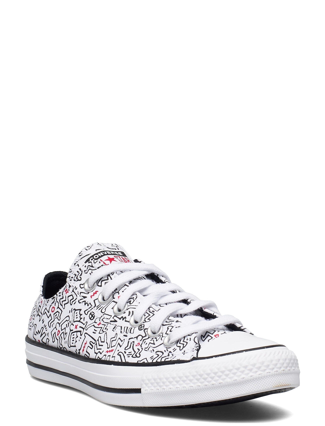 Converse Ctas Ox White/Black/Red Lave Sneakers Hvit Converse