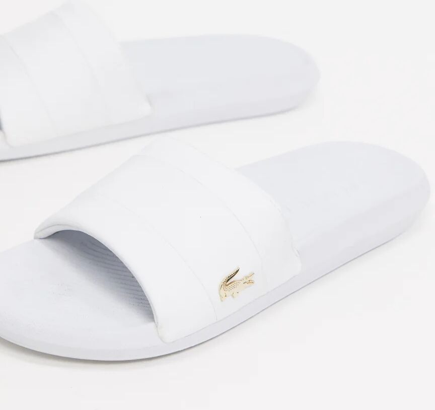 Lacoste croco sliders white with gold croc  White