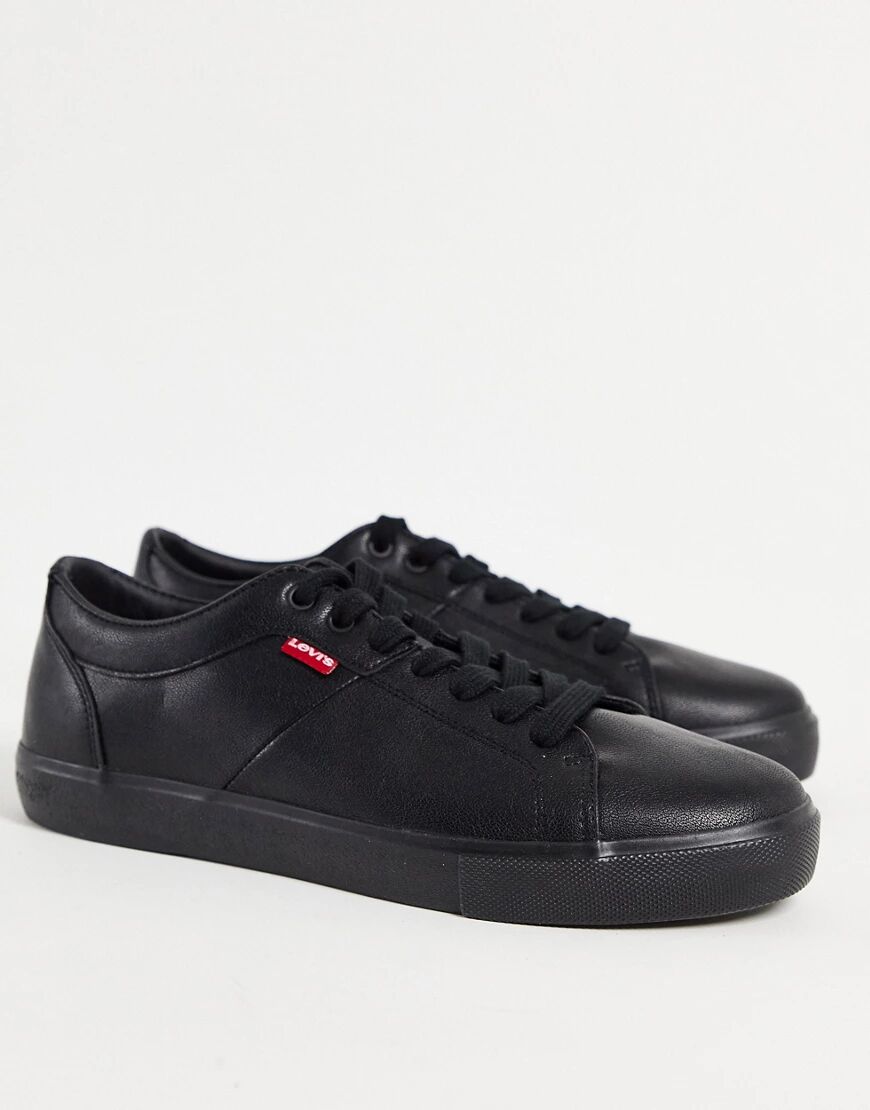 Levis Levi's woodward faux leather trainer in black with small logo  Black