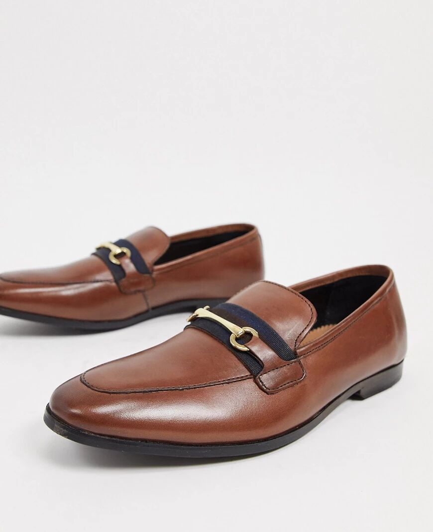 Walk London raphael bar loafers in brown leather  Brown