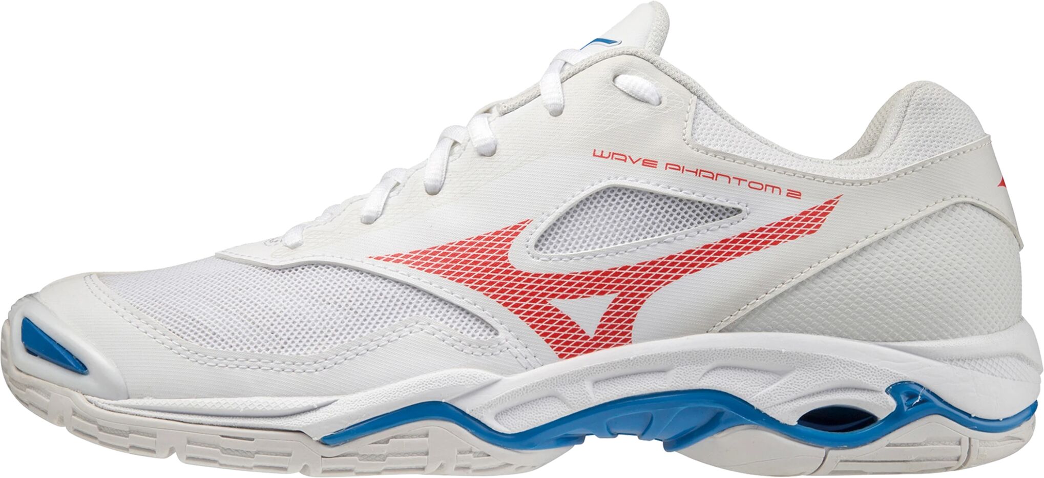 Mizuno Wave Phantom 2, hallsko herre 42 White / Ignition Red