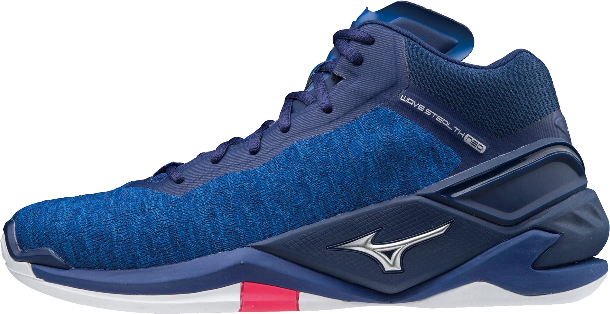 Mizuno Wave Stealth Neo Mid, hallsko unisex 46 Reflex Blue C / Silv