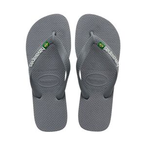 Havaianas Brasil Logo Flip Flops, 43/44, Steel Grey/Grey 5002