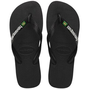 Havaianas Brasil Logo Flip Flops, Black/Black, 45/46