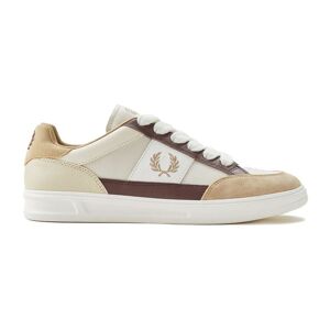 Fred Perry B440 Textured Poly/Leather Herr, 43, SNW WHT/ WRM STN