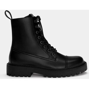 Pull&Bear Lace-Up Boots With Track Sole (Size: 8) Black male