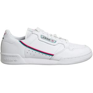 (8.5 (Adults')) Adidas Continental 80 Lace-Up White Smooth Leather Mens Trainers