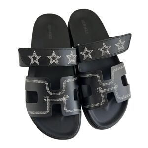 Hermès Chypre Sandals Star Embroidered (Noir) - Size: 45.5EU / 11.5UK / 12.5 - Size: 45.5EU / 11.5UK / 12.5US (MENS)