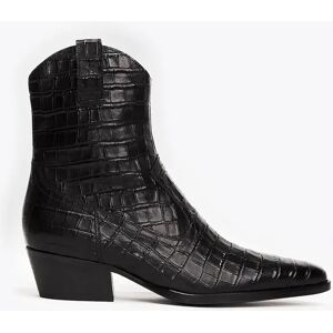 Phixclothing.com Black Croc-Effect Leather Cowboy Boot - Black / UK 11 EUR 45 US 12 Black UK 11 EUR 45 US 12