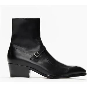 Phixclothing.com Roma Black Leather Buckle Boot - Black / UK 12 EUR 46 US 13 Black UK 12 EUR 46 US 13