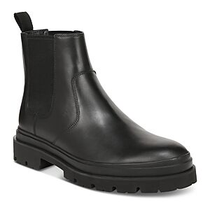 Vince Men's Reggio Pull On Lug Sole Chelsea Boots  - Black Leather - Size: 11male