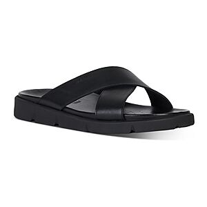 Geox Men's Xand Leather Slide Sandals  - Black Oxford - Size: 12.5US / 46EUmale