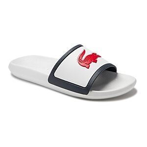 Lacoste Men's Croco Slide Sandals  - White/Navy - Size: 8male