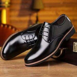 Temu Men's Round Toe Lace-up Derby Shoes, Wear-resistant Non-slip Formal Shoes For Wedding Party Business Dark Brown 12