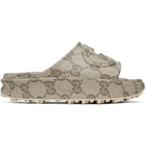 Gucci Beige Interlocking G Sandals  - 9742 Beige-Ebony - Size: UK 8 - male