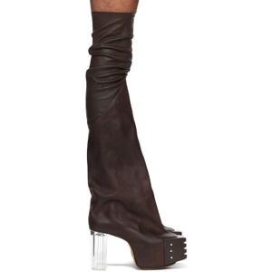 Rick Owens Brown Flared Platform Boots  - 40 BROWN/CLEAR - Size: IT 40 - male